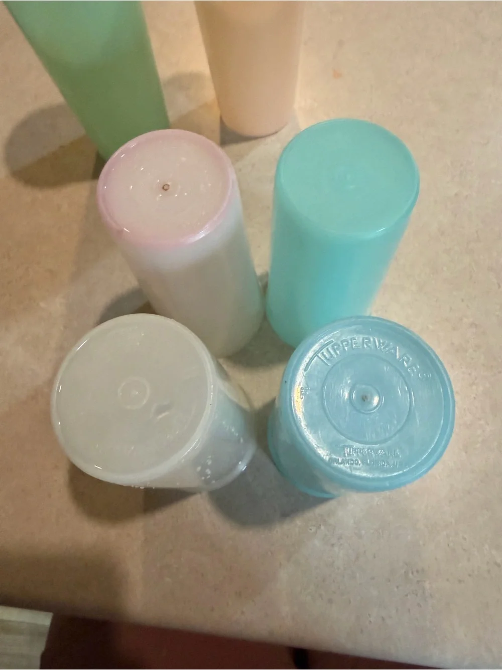 Vintage Tupperware Assorted Pastel Tumbler Set - White, Mint, Peach, Aqua